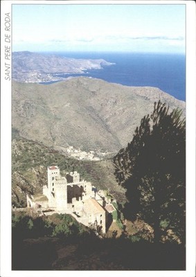 Kloster Sant Pere de Roda Katalonien Spanien Vintage Postkarte 1990