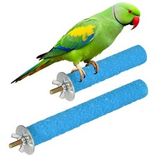 Bird Cage Perch, Parrot Grinding Claw Sticks, 4/6 Inch, Wooden, Blue, 2Pcs 