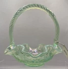 Vintage Fenton Glass Green Opalescent Iridescent 95th Anniversary Basket