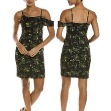 NWT Laundry by Shelli Segal Black Floral One Shoulder Mini Dress Size 4