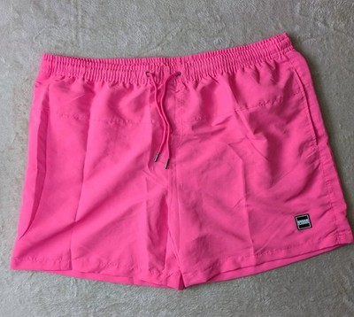 Urban Classics Mens Swim Shorts 4XL Pink Block Swim Trunks Drawstring Board NWT