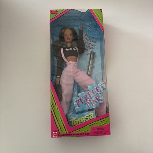 Vintage 90s Barbie Perfect Pink Teresa Doll Brush On Pink Hair Color NRFB 1997