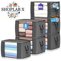 Aufbewahrungstasche Faltbar 90L Grau 6 StüCk Unterbett Organizer