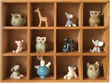 12-Slot Wood Display Cabinet Square Cubby Shelf Organizer Two-Way Tabletop