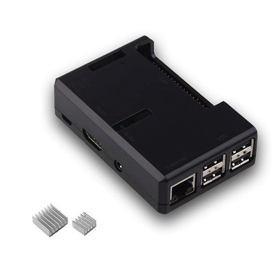 Transparent Raspberry Pi 3 Case with Heatsink for 3B+, 3B, 2B - Black