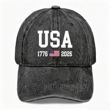 Unisex Patriotic Casual Washed Baseball Cap USA 1776  2026 Adjustable Dad Hat