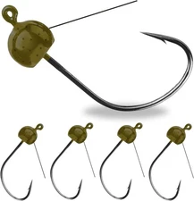 Reaction Tackle Tungsten Wacky Jig 3/16 oz with Weed Guard, Green Pumpkin 