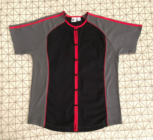 100% Cotton Kung Fu Jersey Style Black, Grey & Red Top - Unique