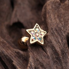 Dainty Sparkle Star Cartilage Tragus Earring 18ga