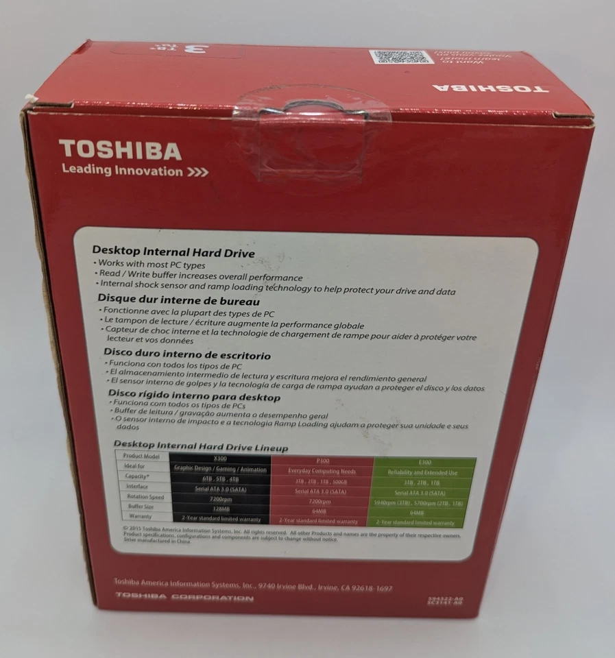 NIB Toshiba P300 3TB Desktop PC Internal 7200 RPM 3.5" (HDWD130XZSTA) Hard Drive - Image 3 of 4