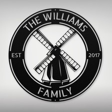 Personalized Windmill Metal Sign Custom Farmhouse Decor Home Office Gift Idea