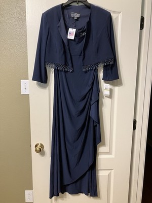 green emerald velvet dress Alex Evenings Plus Size Embellished Cold-Shoulder Gown - Navy main image 1