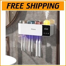 Elegant Toothbrush Holder with Smart UV Sanitizer, Aromatherapy  IR Night Light