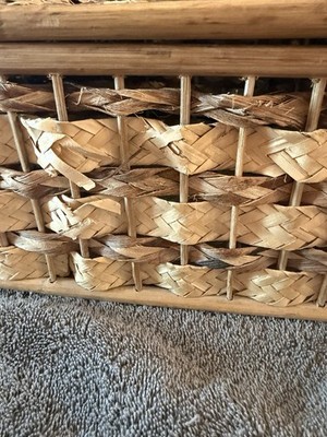 Wicker Or Rattan Lidded Storage Box Frequently Styled for Storage 12x9 In