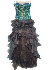Sherri Hill 2920 Strapless Sequin Ruffle Gown Black Jeweled Prom Dress