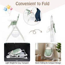 Collapsible High Chair Easy Clean Compact Highchair w/ Tray