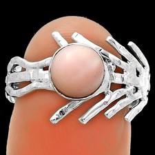 Natural Pink Opal - Australia 925 Sterling Silver Ring s.8 Jewelry R-1401