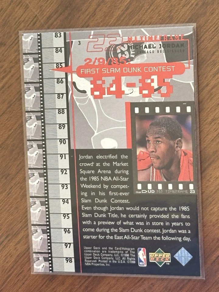 1998-99 Upper Deck Living Legend Michael Jordan Timeframe First Slam Dunk #3 - Image 2 of 2