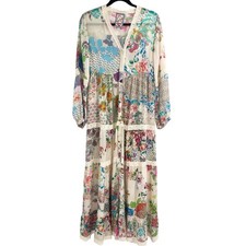 Johnny Was Miliana Dress Floral Maxi Dress Tiered Ruffle Sleeve XS MSRP $445