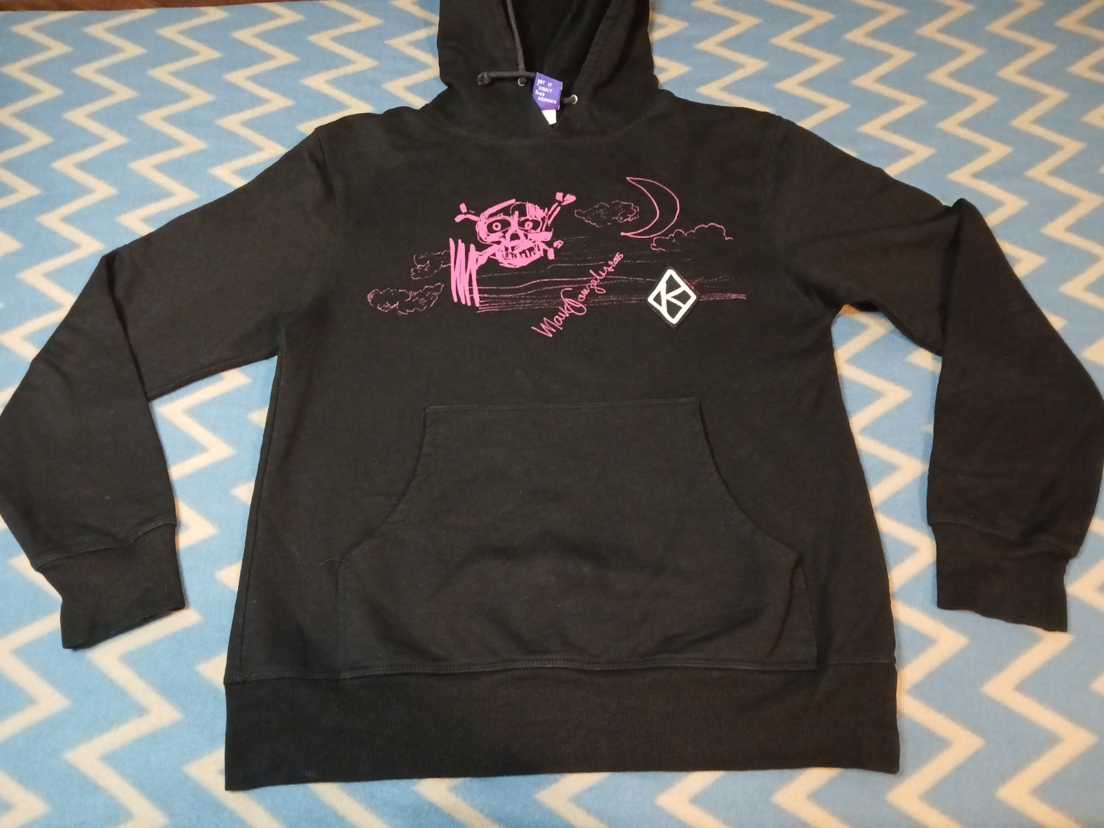 S Mark Gonzalez Black Hoodie Sweatshirt Medium Magenta 00s
