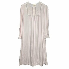 Vtg Barbizon Feathaire Lightwt Flannel Nightgown Pink Lace Cottage Coquette Sz L