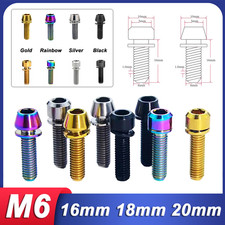 M6 Titanium Ti Bike Stem Socket Bolts Taper Cap Head Allen Conical With Washers