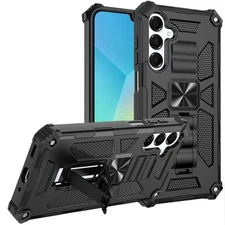 For Samsung A16 5G Case Shockproof Modern with Stand Metal Plate +Tempered Glass