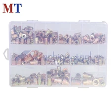 300 Pack SAE Zinc Steel Rivet Nut Kit Rivnut Nutsert Assort 150Pcs Metric+150Pcs