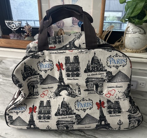 PARIS Moda Donna Trolley con Ruote Bagaglio Weekend Vacanze Viaggio Parigi Borsa - Foto 2 di 19