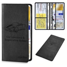 Leather Car Registration and Insurance Card Holder, Car Document Holder for C...