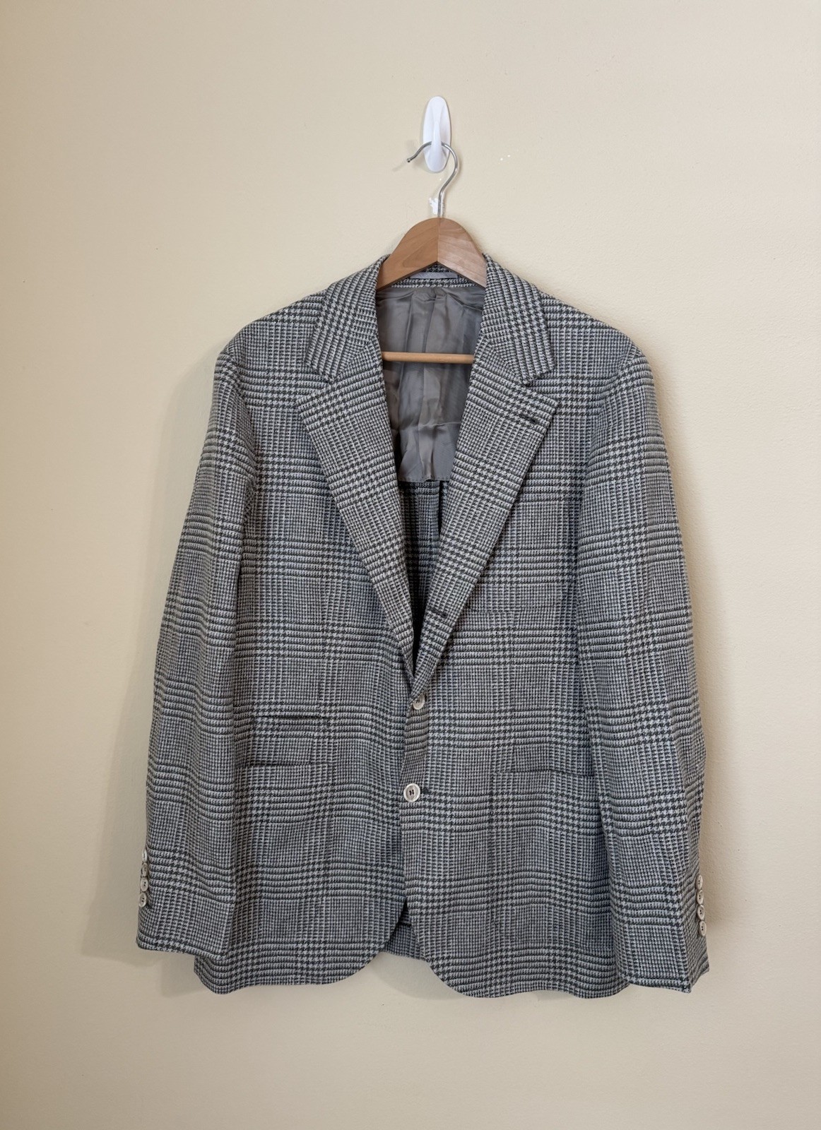 Brunello Cucinelli New Blazer Jacket Prince Of Whales Wool Silk Cashmere Grey 50