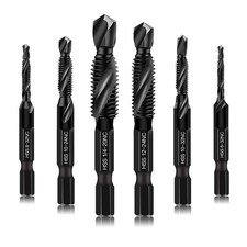 6-Piece Combination Drill  Taps Bit Set - SAE Sizes with Anti-Rust Finish