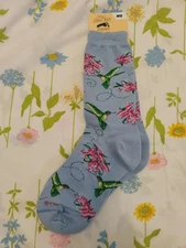 The Bare Feet Original Humming bird Collage Socks Made in USA Size MD