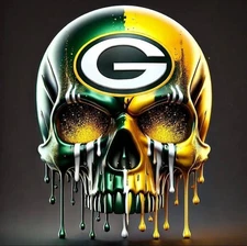 Green Bay Skull Sticker Decal Laptop Wall Mirror Cup Tumblr Locker