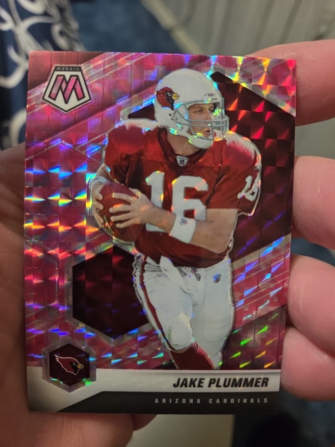 2021 Panini Mosaic #34 Jake Plummer Pink Camo Mosaic Prizm