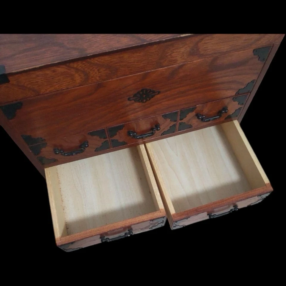 Cajonera vintage japonesa de madera Tansu caja Showa retro Foto 4 de 4