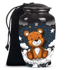 Brown Happy Bear Large Cremation Urns For Human Ashes Adult Female 10 Inch 