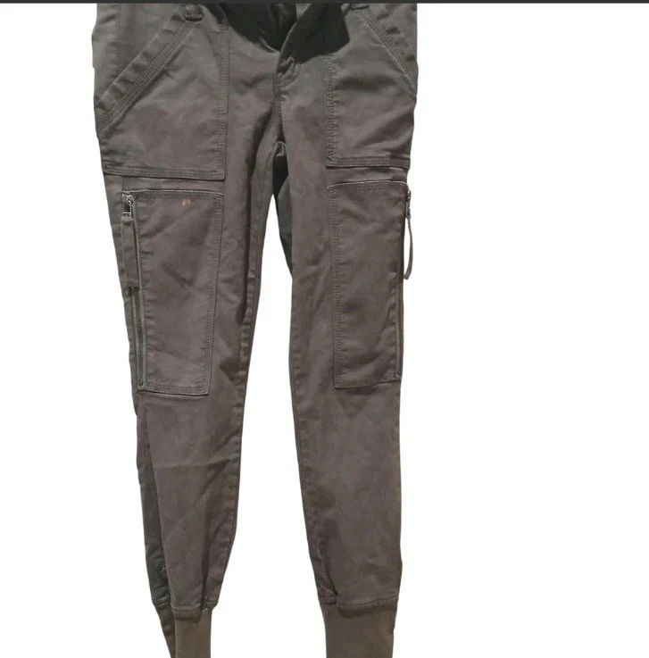 Pantalones cargo Joie Utility para mujer talla:24 verde militar algodón elástico recortados al tobillo Foto 3 de 4