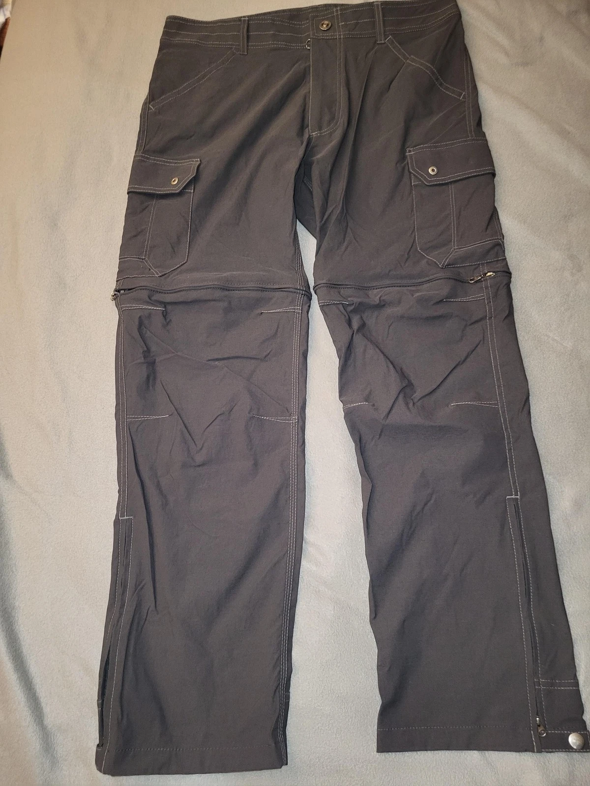 Kuhl Renegade Convertible Pants Mens 34x30 Gray Stealth Zip Off Hiking Outdoor