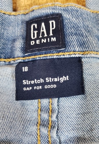 GAP STRETCH STRAIGHT Jeans Girls Youths 18 Stretch Adjustable Waist Blue Denim - Picture 7 of 12