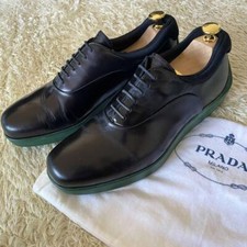 Prada Plain Toe Leather Shoes Thick Sole Rubber 61/2