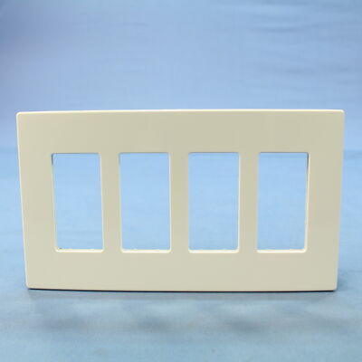 Cooper Aspire White Satin (Pale Gray) Screwless Rocker 4-Gang Wallplate 9524WS