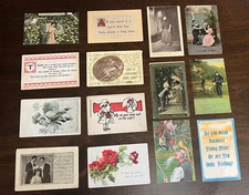 antique early 1900’s postcard lot (12) rare HTF Risqué Romance Ladies Funny