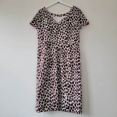 J. Crew V-back Dress in Giraffe Print Bi Stretch Cotton size 14 c10 - Picture 3 of 8