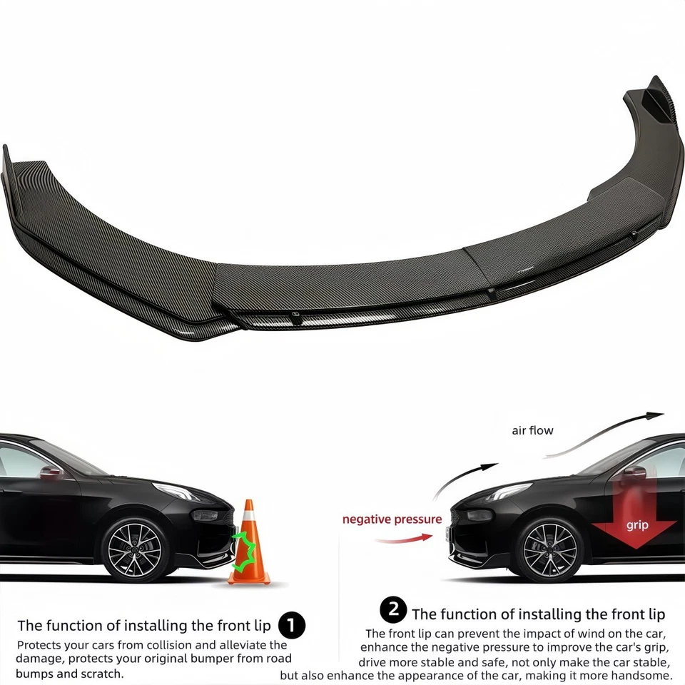 Kit de carrocería de alerón divisor parachoques delantero estilo fibra de carbono para Jaguar XE XJ XF Foto 4 de 4