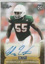 2020 Leaf Draft Gold #BA-SQ1 Shaquille Quarterman Auto Miami