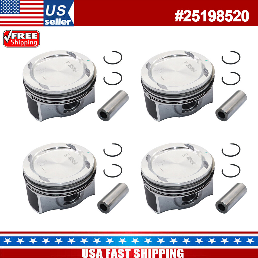 4pcs Piston&Rings Kit For Chevy Cruze GMC Sonic Trax Buick Encore 1.4L