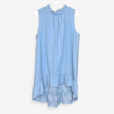 Lane Bryant Women's Baby Blue Ruffle Blouse Size 14/16 Sleeveless NWT