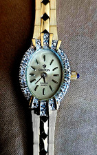 Croton Women Diamond Bezel Dress Gold Tone Bracelet 16mm Quartz Watch 8"