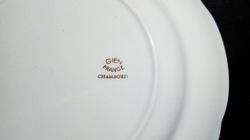 6 assiettes plate Gien France modele chambord decor rosier et dore - Imagen 4 de 6